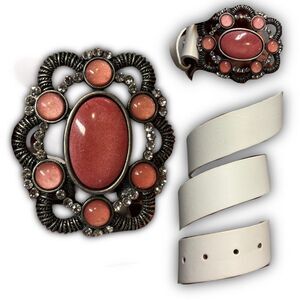 Ornate Pink Gemstone & Rhinestone Statement Belt